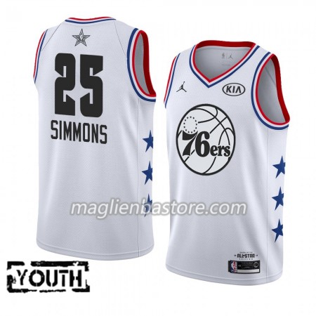 Maglia Philadelphia 76ers Ben Simmons 25 2019 All-Star Jordan Brand Bianco Swingman - Bambino